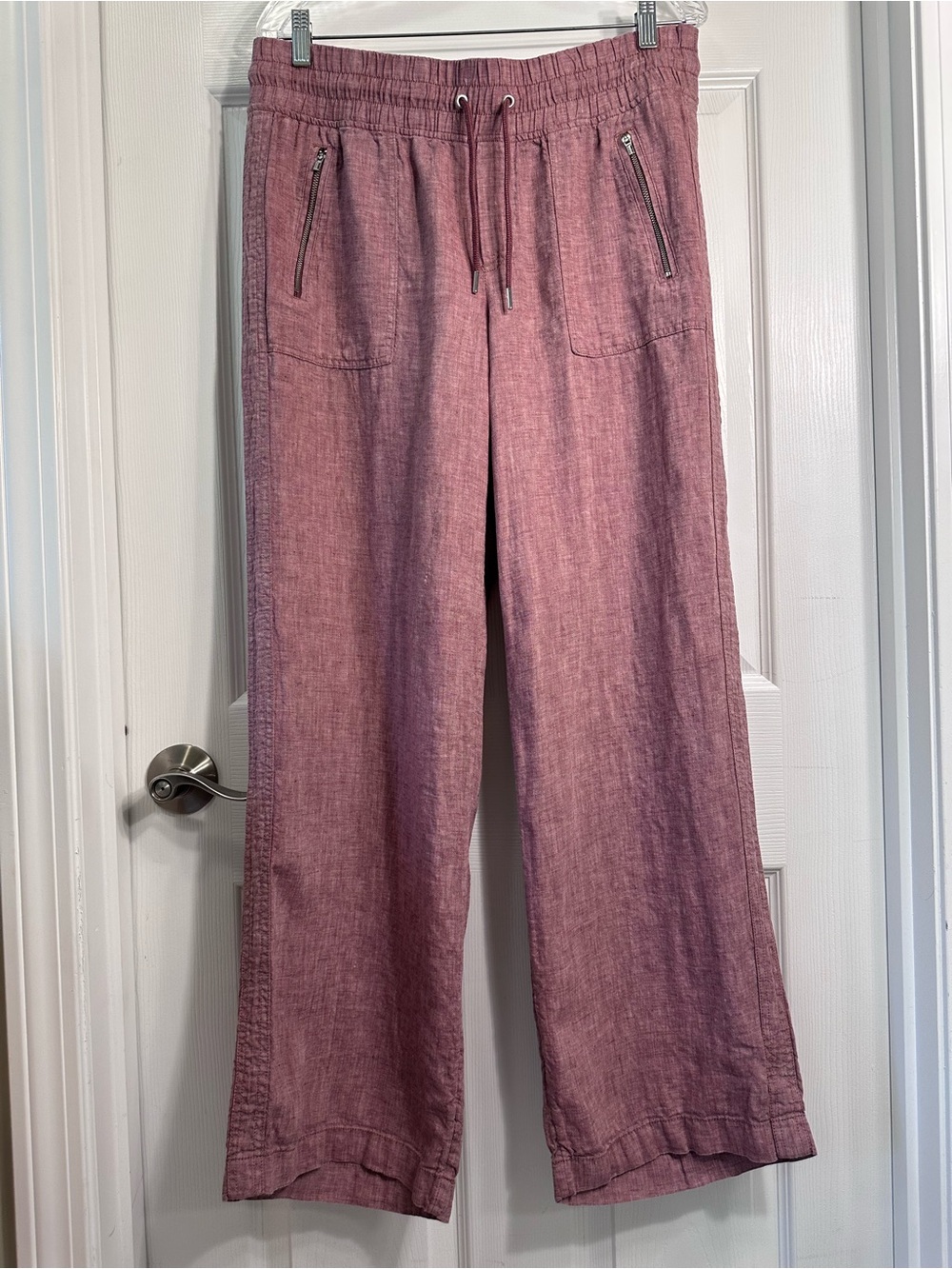 Athleta Cabo Linen Wide Leg Pant in Tawny Rose Heather, size 14